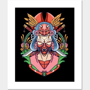 Hannya mask demon Posters and Art